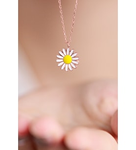 Minimal Papatya 14 K Rose Gold Kaplama Kadın Kolye
