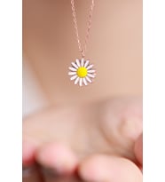 Minimal Papatya 14 K Rose Gold Kaplama Kadın Kolye