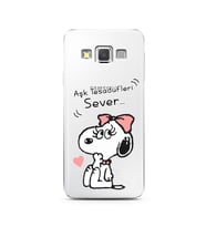 Snoopy Tasarımlı Süper Şeffaf Silikon Telefon Kılıfı Samsung A3 (2015)