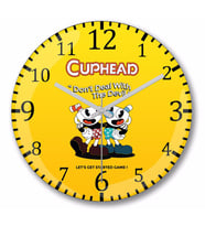 Cuphead Don't Deal with The Devil Duvar Saati Bombeli Gercek Cam