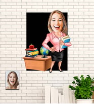 Kişiye Özel Hediye Öğretmen Karikatür Ahşap Tablo