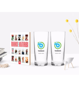 BK Gift Kişiye Özel Renkli Baskılı Tekirdağ Tasarımlı Turistik İkili Rakı Bardağı ve Rakı Cep Kitabı Hediye Seti-1 (Model 1)