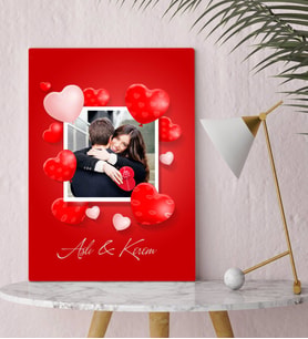 BK Gift Kişiye Özel Sevgili Fotoğraflı Kalpli Kanvas Tablo (30x50cm.)