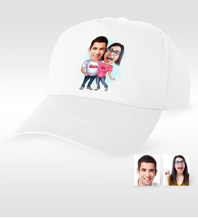BK Gift Kişiye Özel Sevgililer Karikatür Beyaz Şapka  5