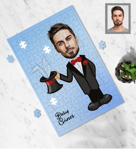 Kişiye Özel Sihirbaz Tasarımlı Karikatür A3 240 Parça Puzzle Bay-1