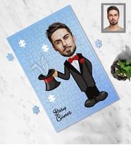 Kişiye Özel Sihirbaz Tasarımlı Karikatür A3 240 Parça Puzzle Bay-1