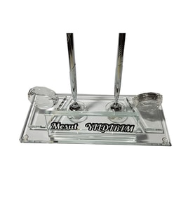 Kristal Masaüstü Kalemli isimlik Ofis Makam Hediyesi M114 SLV (Beyaz - Gümüş)