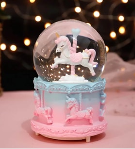 Unicorn Carousel Işıklı Müzikli Kar Küresi