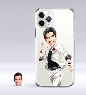 BK Gift Kişiye Özel Erkek Karikatürlü iPhone 11 Pro İnce Şeffaf Silikon Telefon Kapağı-34 (Beyaz)
