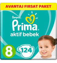 Prima Bebek Bezi Beden:8 (17+Kg) XXX Large 124 Adet Avantaj Fırsat Pk