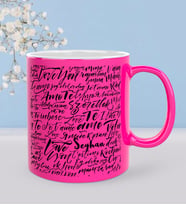 BK Gift Kişiye Özel Sevgili Tasarımlı Fosforlu Pembe Kupa Bardak - 77