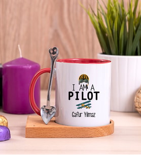 Pilot Ahşap Altlıklı Kırmızı Kupa Bardak