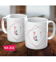 U Harf Pink Rose Baskılı Hediyelik Kahve Kupa Bardak