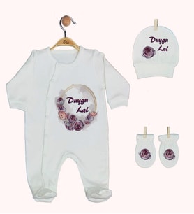 Pia Baby Gl 1919-01 İsme Özel Üçlü Tulum Set