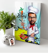BK Gift Kişiye Özel Bay Chef Karikatür Kanvas Tablo 30x50cm 1
