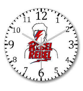 David Bowie Rebel Rebel Duvar Saati Bombeli Gercek Cam