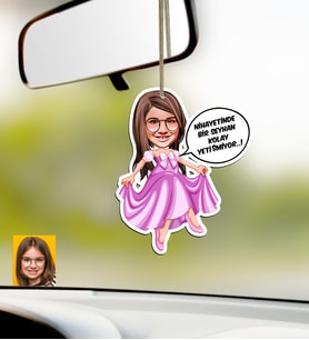 BK Gift Kişiye Özel Kız Çocuk Kolay Yetişmiyor Karikatürlü Ahşap Araba Dikiz Ayna Süsü-4 (Beyaz)