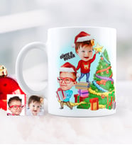 BK Gift Kişiye Özel Yılbaşı Temalı Kardeşler Karikatürlü Beyaz Kupa Bardak - 1