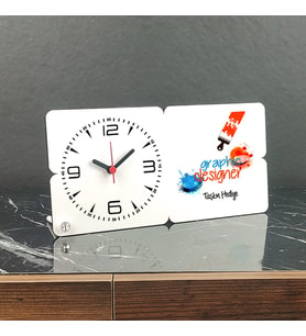 Graphic Designer Ahşap Masa Saati 002