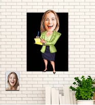 Kişiye Özel Sekreter Temalı Karikatür Ahşap Tablo