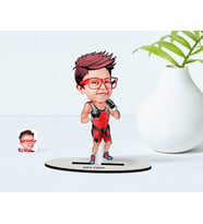BK Gift Kişiye Özel Çocuk Kick Box Karikatürlü Ahşap Biblo Model-1 (Beyaz)