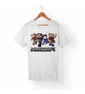 Minecraft Çocuk Beyaz Tişört