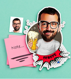 BK Gift Kişiye Özel Bay Karikatürlü Ahşap Magnet-3 (Çok Renkli)