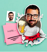 BK Gift Kişiye Özel Bay Karikatürlü Ahşap Magnet-3 (Çok Renkli)