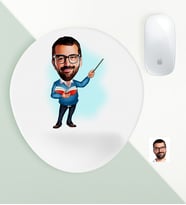 BK Gift Kişiye Özel Bay Öğretmen Karikatürlü Bilek Destekli Mouse Pad-4 (Beyaz)