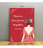 Kına Gecesi Karşılama  Panosu, Hoşgeldiniz Panosu 50 cmx70 cm