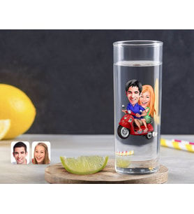 BK Gift Kişiye Özel Renkli Baskılı Sevgililer Karikatürlü Vodka Bardağı-10 (Beyaz)