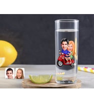 BK Gift Kişiye Özel Renkli Baskılı Sevgililer Karikatürlü Vodka Bardağı-10 (Beyaz)