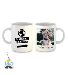 İsme ve Babalar Gününe Özel Kupa Bardak ve Anahtarlık Hediye - 20