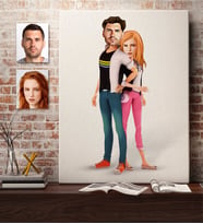 BK Gift Kişiye Özel Sevgililer Karikatürlü Kanvas Tablo 50x70cm-39