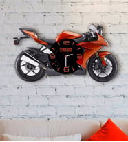 BK Gift Kişiye Özel Motosiklet Tasarımlı Ahşap Duvar Saati-7 (Beyaz)