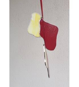 Markakanvas Kırmızı,Beyaz yılbaşı ayakkabısı cam vitray 13x10cm