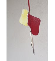 Markakanvas Kırmızı,Beyaz yılbaşı ayakkabısı cam vitray 13x10cm