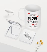 BK Gift Kişiye Özel En İyi Anne Beyaz Kupa Ayna Seti - 3 (Model 1)