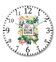 Summer Flowers Duvar Saati Bombeli Gercek Cam