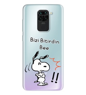 Snoopy Tasarımlı Süper Şeffaf Silikon Telefon Kılıfı Xiomai Redmi Note 9