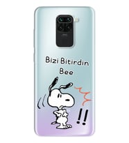Snoopy Tasarımlı Süper Şeffaf Silikon Telefon Kılıfı Xiomai Redmi Note 9