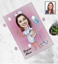 Kişiye Özel Hemşire Karikatürlü A4 99 Parça Puzzle Bayan-2