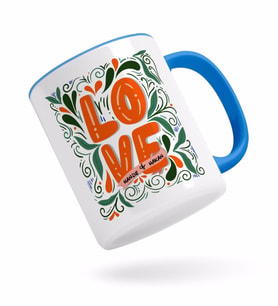 BK Gift Kişiye Özel Love Tasarımlı Mavi Kupa Bardak-2