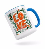 BK Gift Kişiye Özel Love Tasarımlı Mavi Kupa Bardak-2