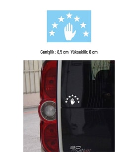 Abhaz Bayrak Araba Sticker Etiket Beyaz 8,5 CM 4 Adet