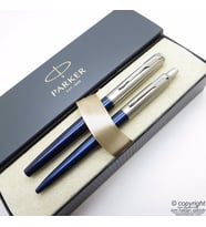 Parker Jotter Metal Mavi Dolma Kalem + Tükenmez Kalem Set  İsme Özel Kalem  Hediyelik Kalem
