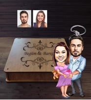 Kişiye Özel Sevgili Karikatürlü Ahşap Anahtarlık Kutulu  Model 13