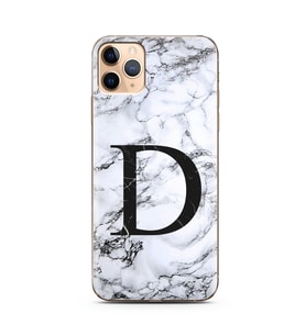 Iphone 11 Pro Max Beyaz Mermer Harf Tasarımlı Telefon Kılıfı D-Harfi 