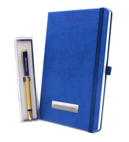 Kişiye Özel Mavi Defter & Gold Detaylı Roller Kalem Hediye Seti (Mavi)
