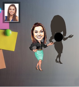 Kişiye Özel Öğretmen Karikatürlü Ahşap Magnet Bayan-8
